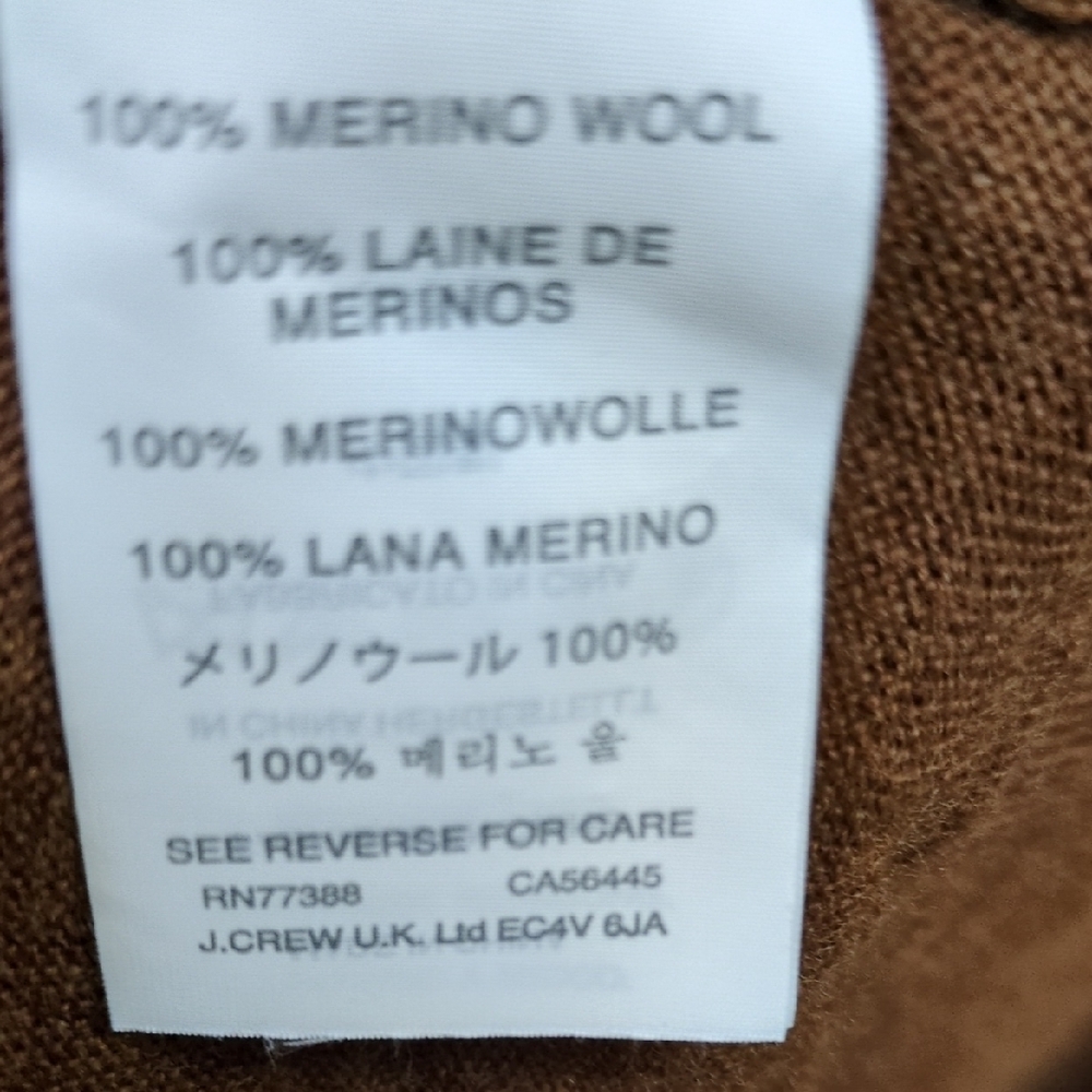 J. Crew Chocolate Brown 100% Merino Wool Sweater, XXS - Picture 3 of 5